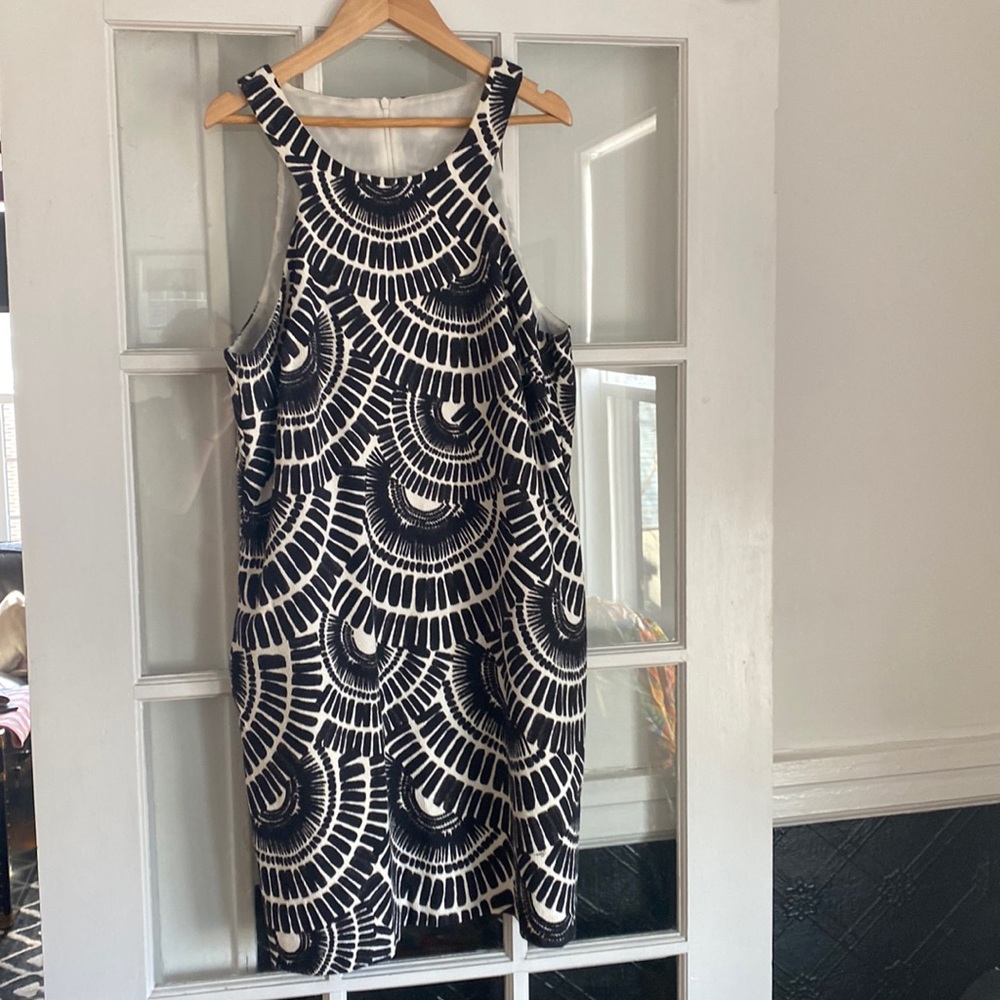 Trina Turk black and white print dress.